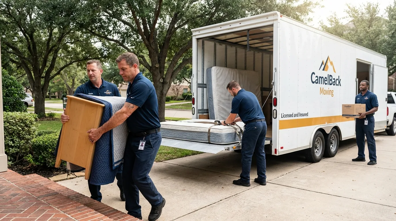 Crew loading residential truck for cross-state move from Hannawa Falls, NY