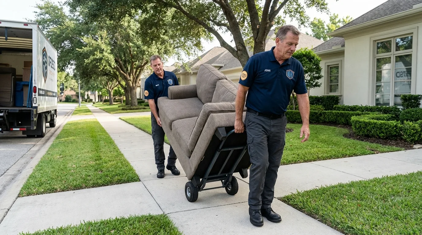 Local residential moving crew loading furniture in Hannawa Falls, NY